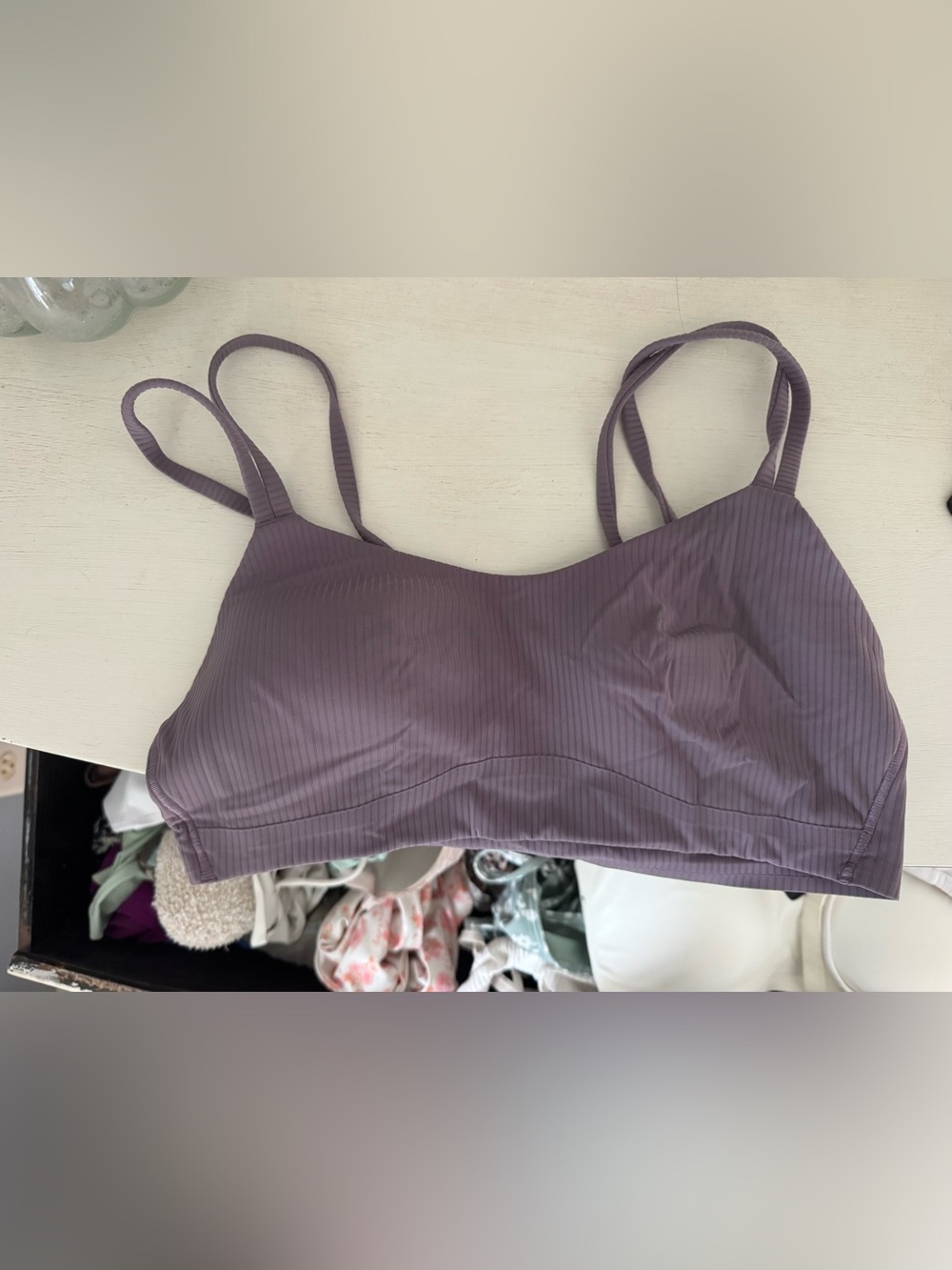 lululemon like a cloud sports bra Ribbed Strappy Bralette - lavender